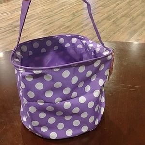 Purple and white polka dot easter basket/bucket